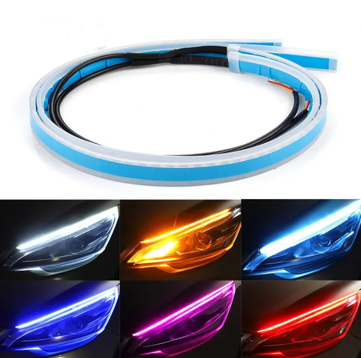 60cm ultra-thin two-colour LED daytime running light strip with light guide for car bumper installation
