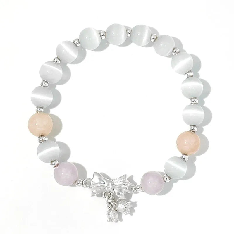 Lavender purple crystal bracelet with bow knot design measuring 10mm