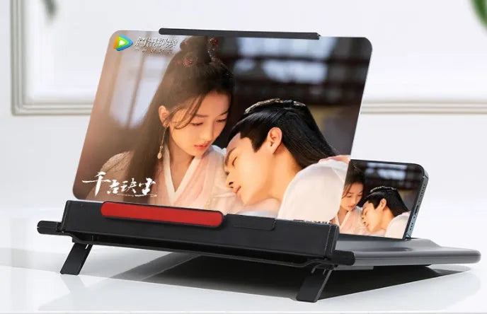 12-inch pull-out horizontal and vertical screen amplifier in black with Fresnel lens magnification