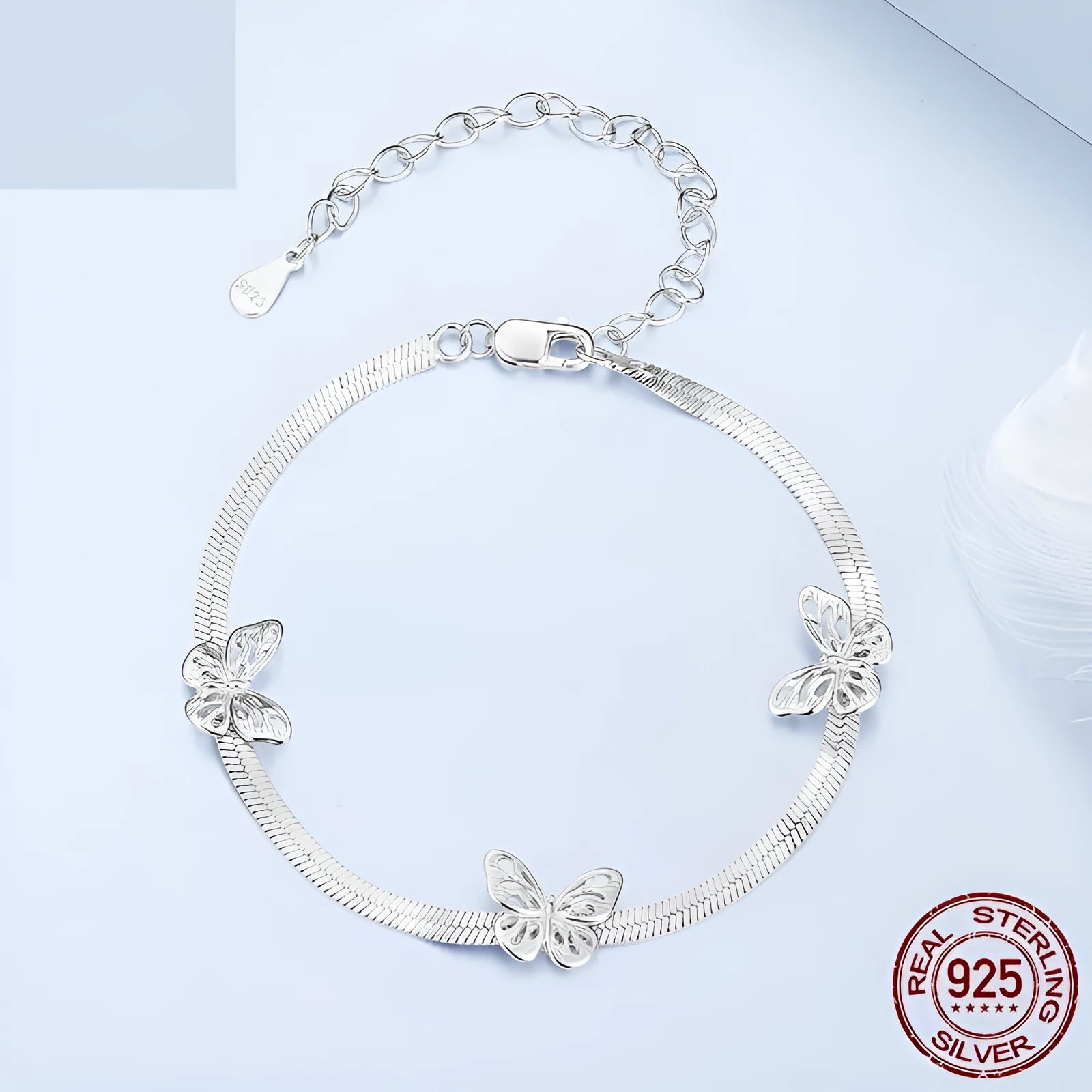 Smart Fairy Style butterfly bracelet in silver with electroplated finish, BSB217 colour, on display