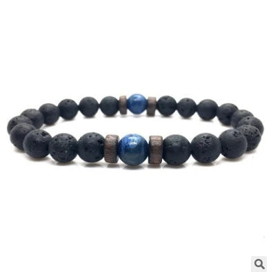 Premium men's black volcanic stone bracelet with unique, durable design and adjustable fit