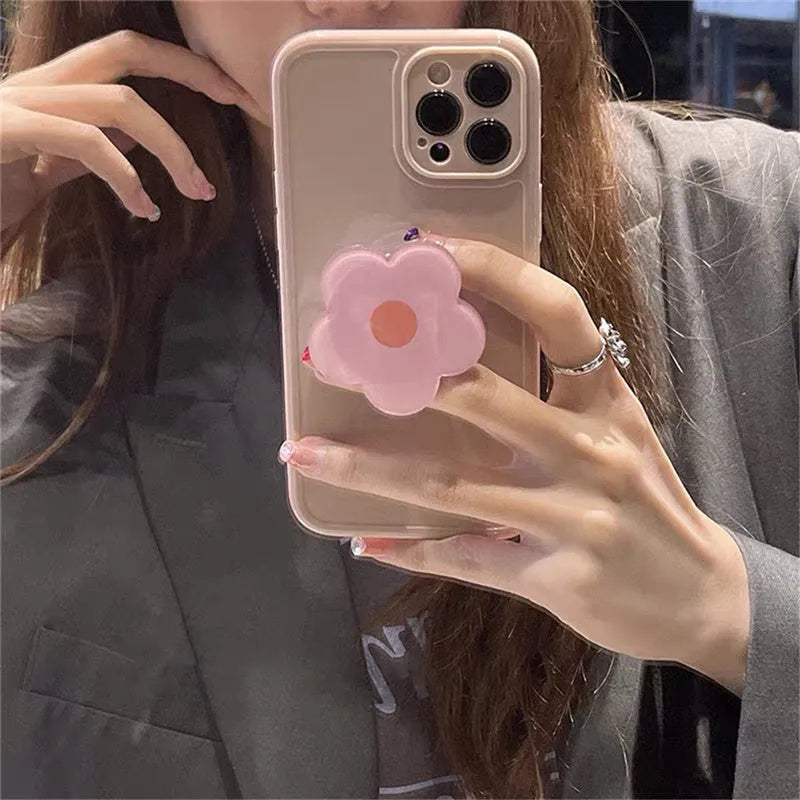 Cute flower phone case in pink or white for iPhone models, non-Apple brand, single case