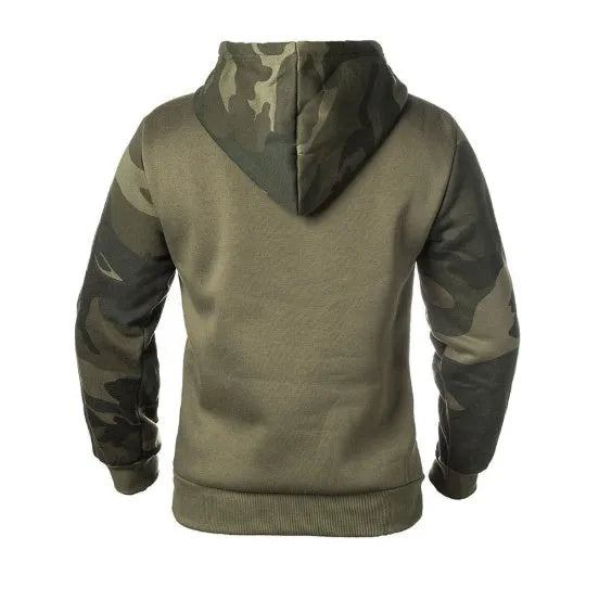 Men camouflage sweatshirt in Army Green with long sleeves and crew neck, 100% polyester