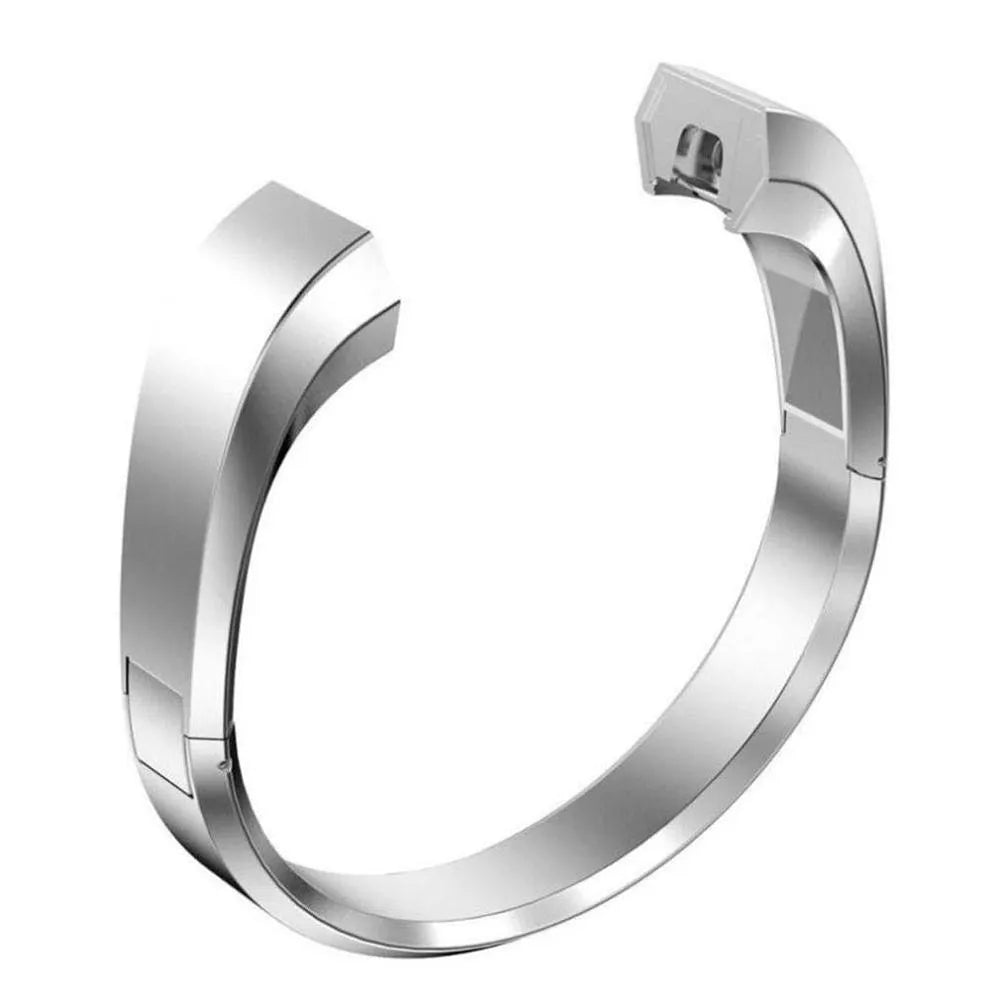 Stainless steel Fitbit Alta replacement strap with deployment buckle in black, gold, rose gold, and silver.