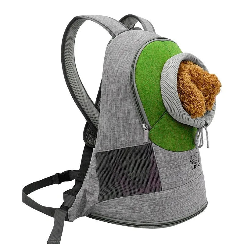 Portable blue shoulder pet bag carrier with breathable mesh and legs-out design for small dogs and cats