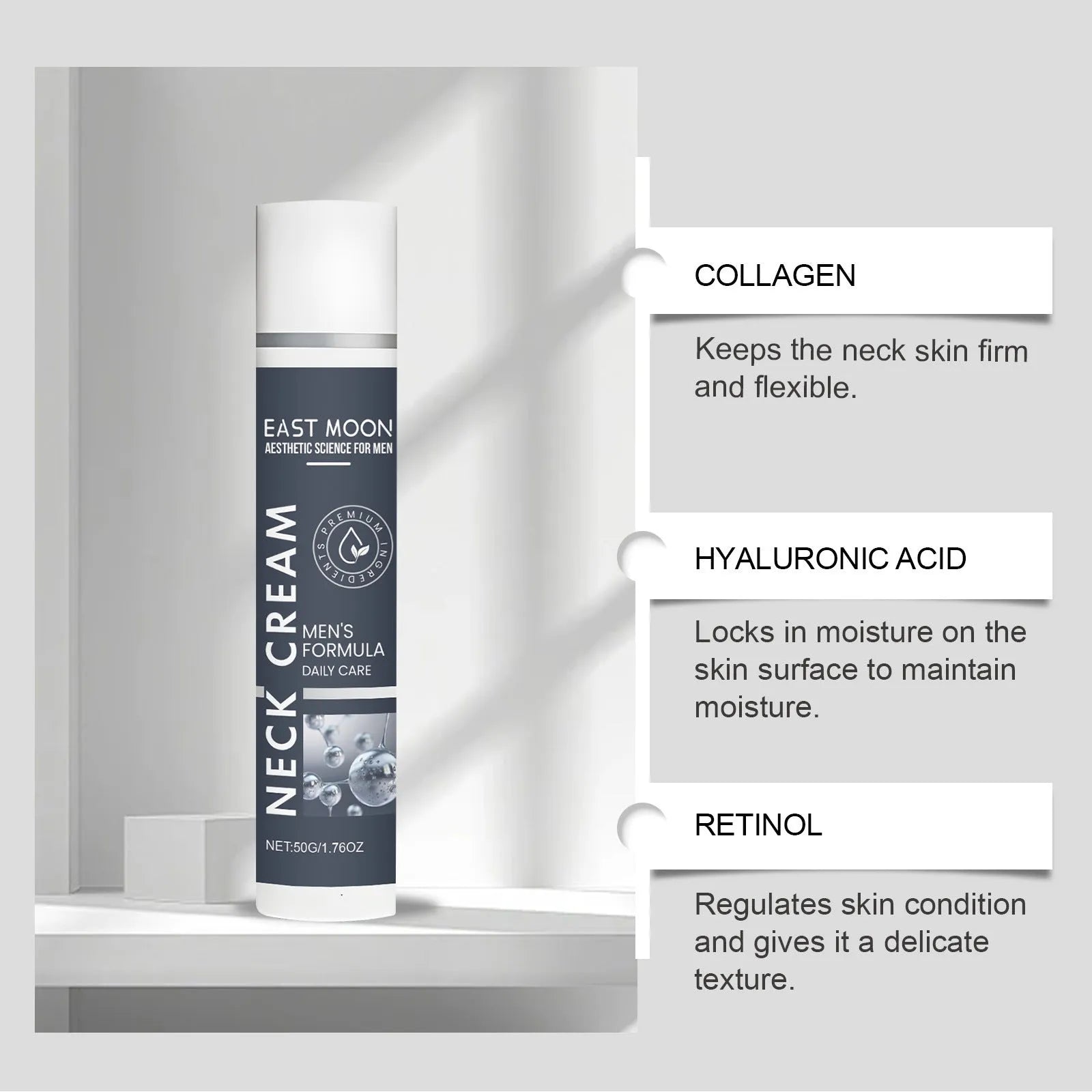 50g jar of men's neck stretch cream with collagen and retinol