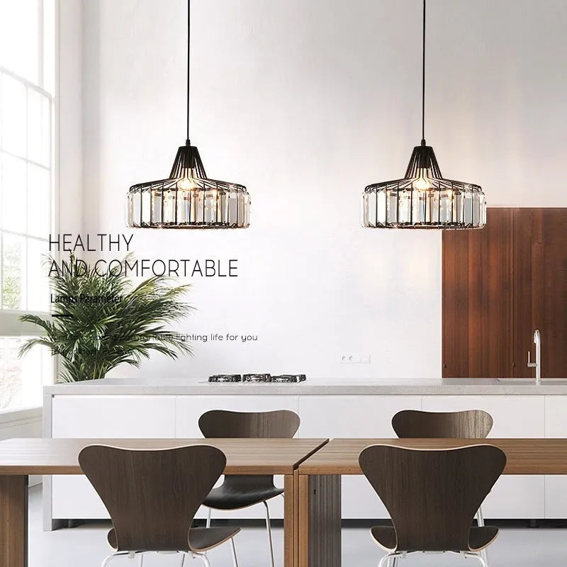 Modern crystal sun lamp chandelier with LED light in black or gold finish