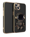 3D astronaut TPU phone case with electroplating and built-in kickstand, available for iPhone models