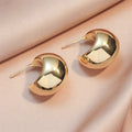 Women's retro C-shaped earrings with inlaid zirconium stones in gold colour