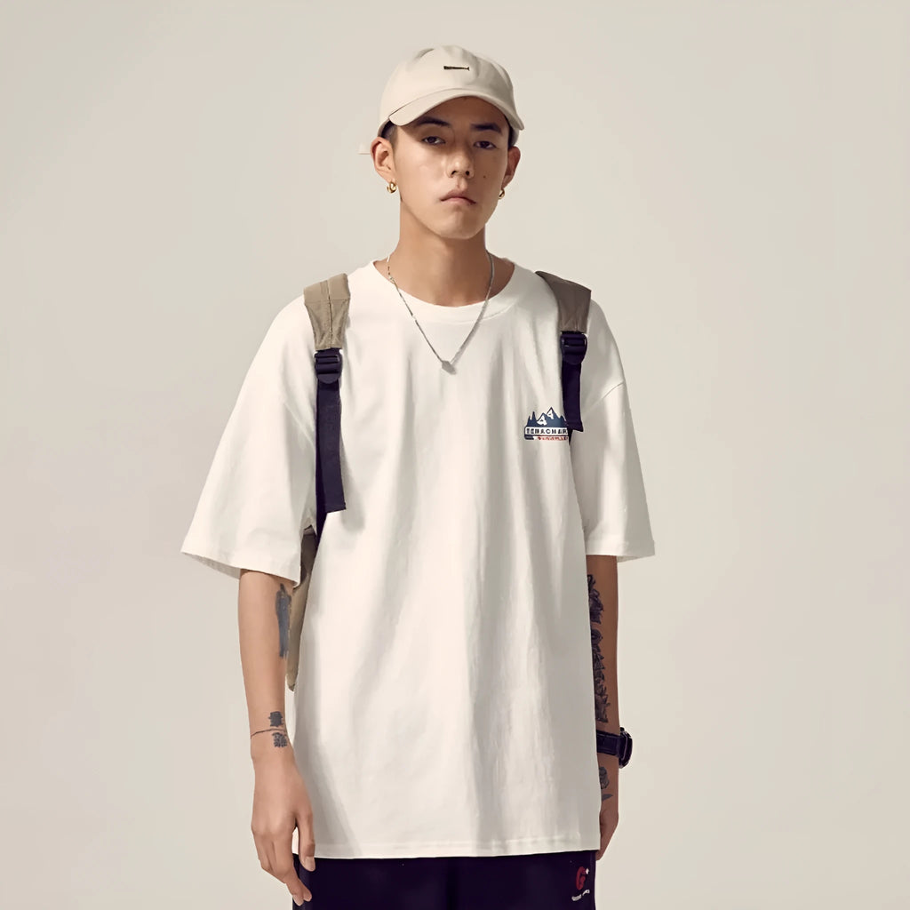 Men's loose fit plus size short sleeve t-shirt in black, grey or white.
