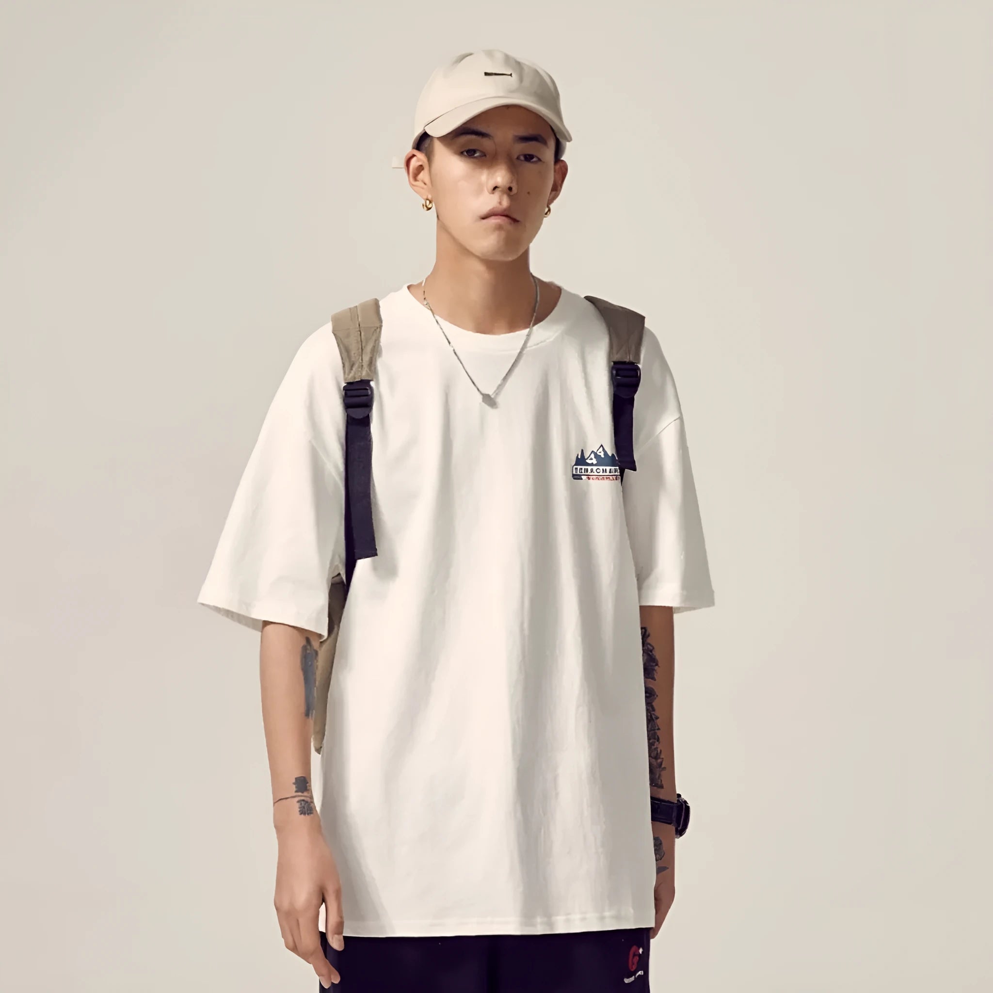 Men's loose fit plus size short sleeve t-shirt in black, grey or white.