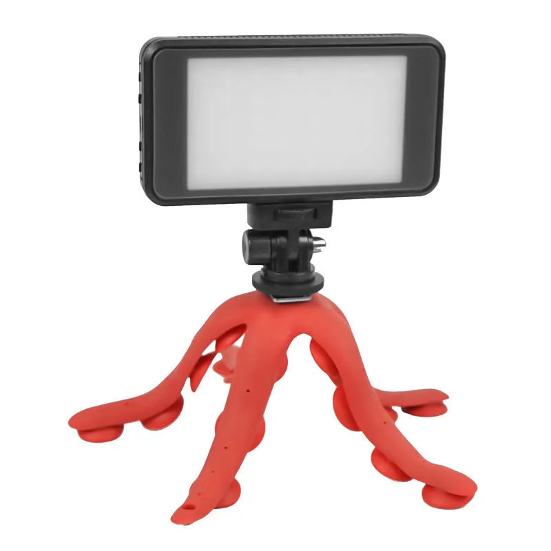 Red octopus rubber phone stand for desktop live streaming and SLR camera photography