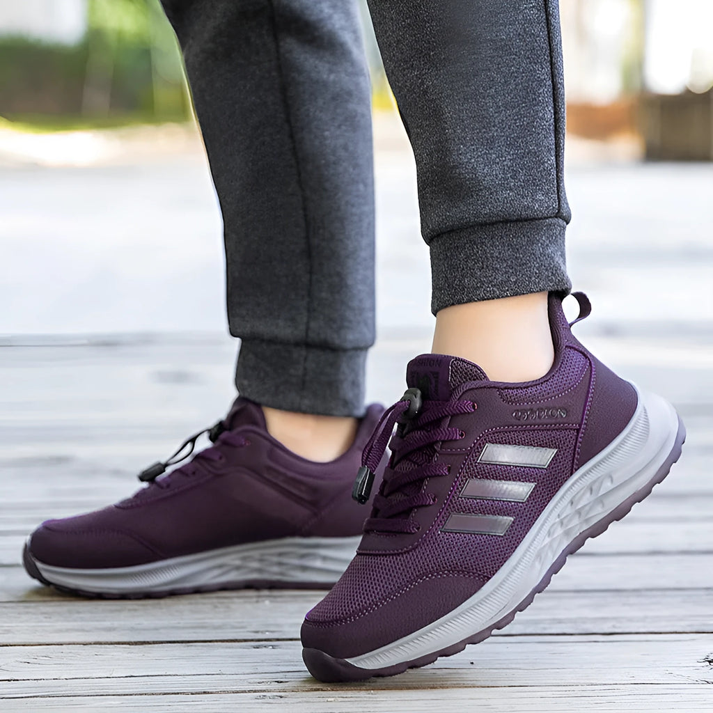 Unisex breathable mesh mom shoes with elastic band and non-slip sole in multiple colours.