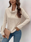 Apricot-coloured women's pullover hoodie with a drawstring hood and long sleeves laid flat.