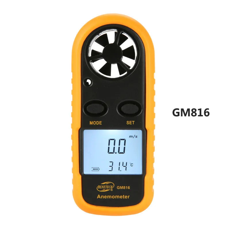Biaozhi orange digital handheld wind speed measuring instrument showing display