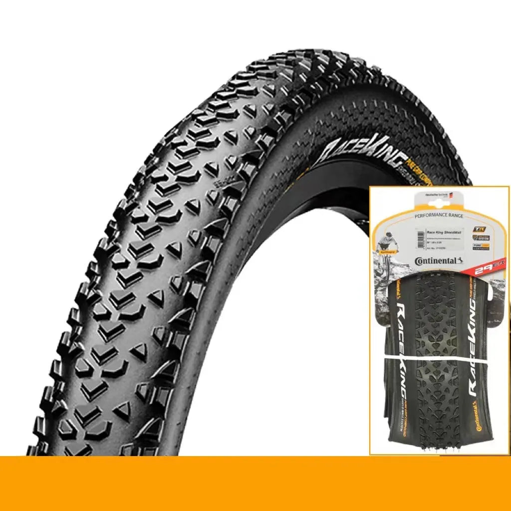 Mountain bike outer tyre showing tread pattern, available in 26, 27.5 and 29 inch sizes with black or skinwall sidewalls.