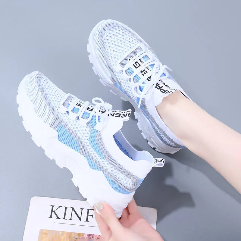 Outdoor fashion casual platform women's sneaker, flat heel, PVC sole, black colourway