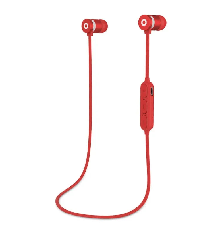 Metal magnetic sports Bluetooth headset in black colour showing neckband design with magnetic earpieces