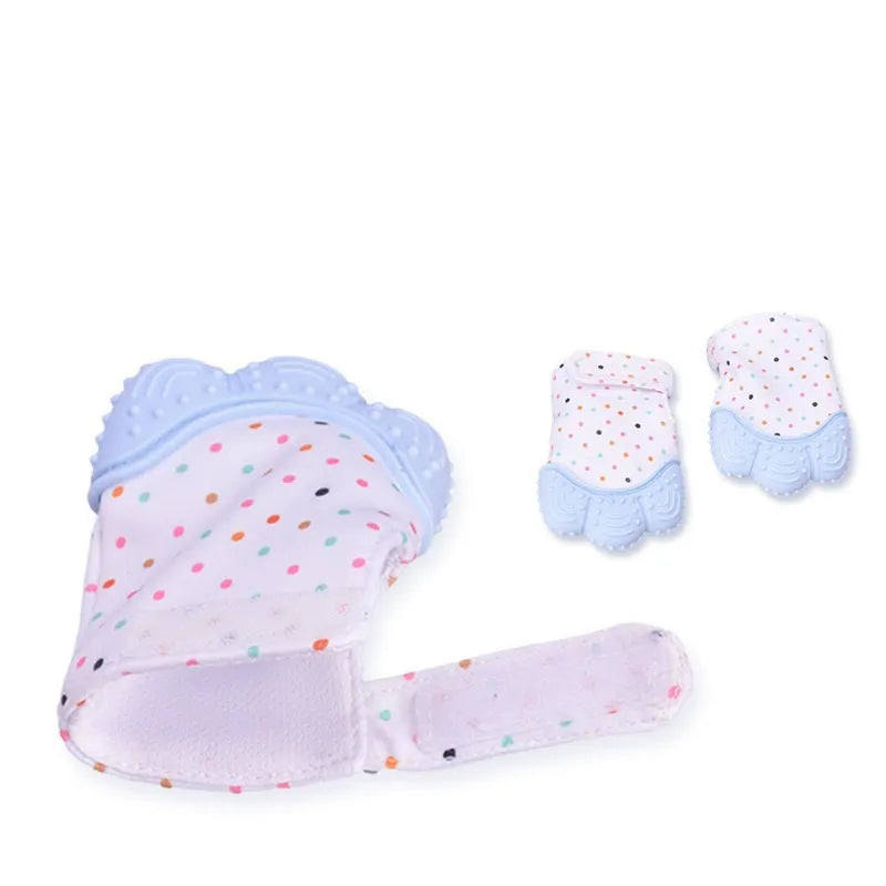 Baby silicone teething gloves with Velcro strap in multiple colour options