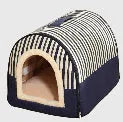Portable cloth cat bed with handle, available in S, M, L and XL with pink, blue, brown and green patterns