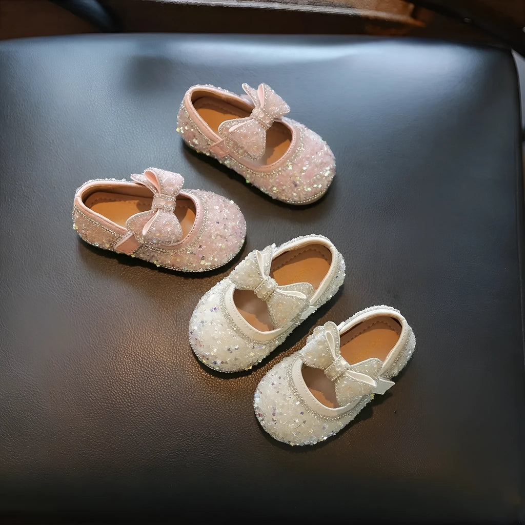 Girls' PU leather pumps with Velcro strap, milky white or pink, sizes 15-25, for 12-36 months