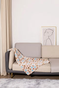 Blue cartoon dog paw pattern pet blanket showing double-sided thickened flannel texture