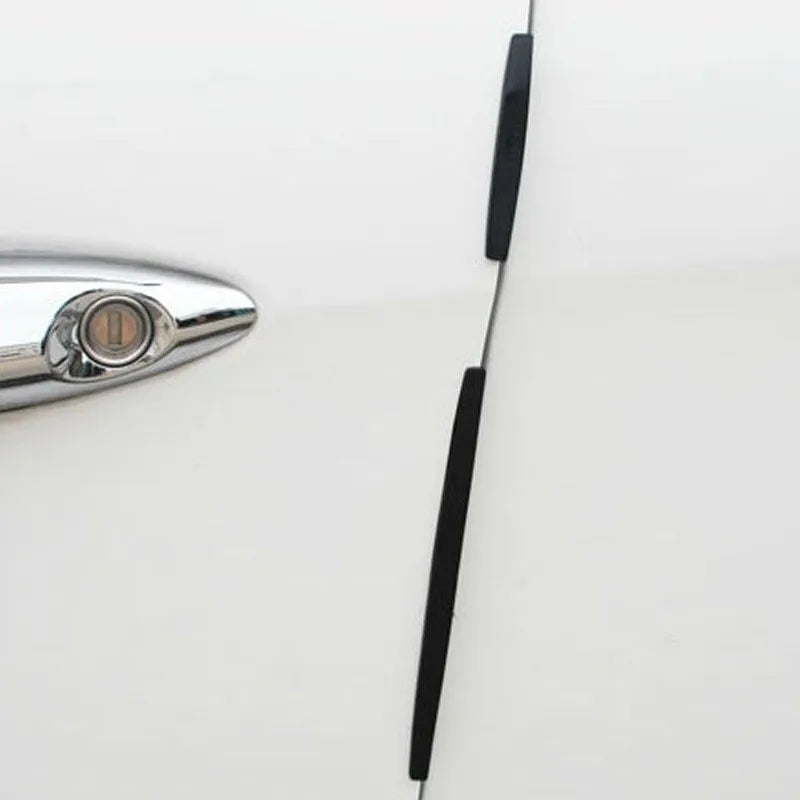 8-piece car door edge guard set in black and transparent trim on a vehicle door
