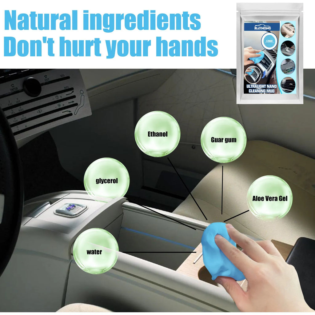 20g blue car cleaning mud pack for dust removal from interior gaps and vents.