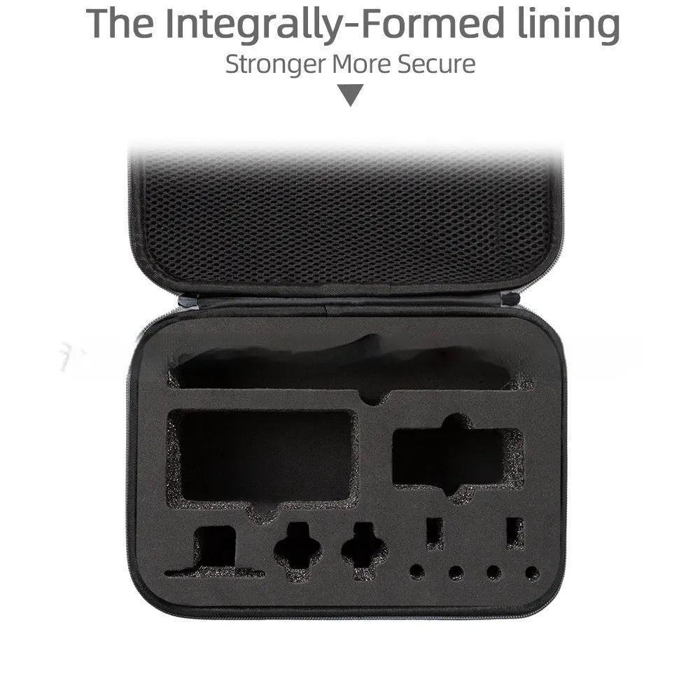 Gray smooth black sports camera storage bag for DJI Action 4 portable tote