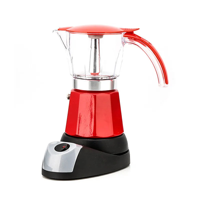 Octagonal aluminium electric moka pot coffee maker in choice of five colours