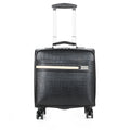 18-inch black PU leather wheeled business case with secure locking mechanism