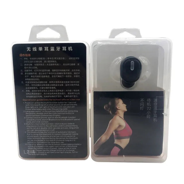 X9 mini single-ear Bluetooth headset in black or white with optional charging case
