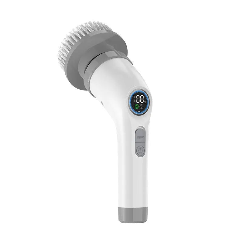 7-in-1 electric rotating cleaning brush with 2500mAh battery, IP67 waterproof, black and grey option