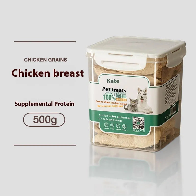 500g chicken freeze-dried cat treats in bag or barrel packaging options