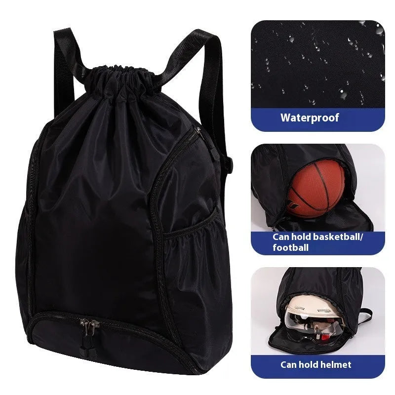 Large capacity cube-style sports backpack with drawstring closure in five colour options