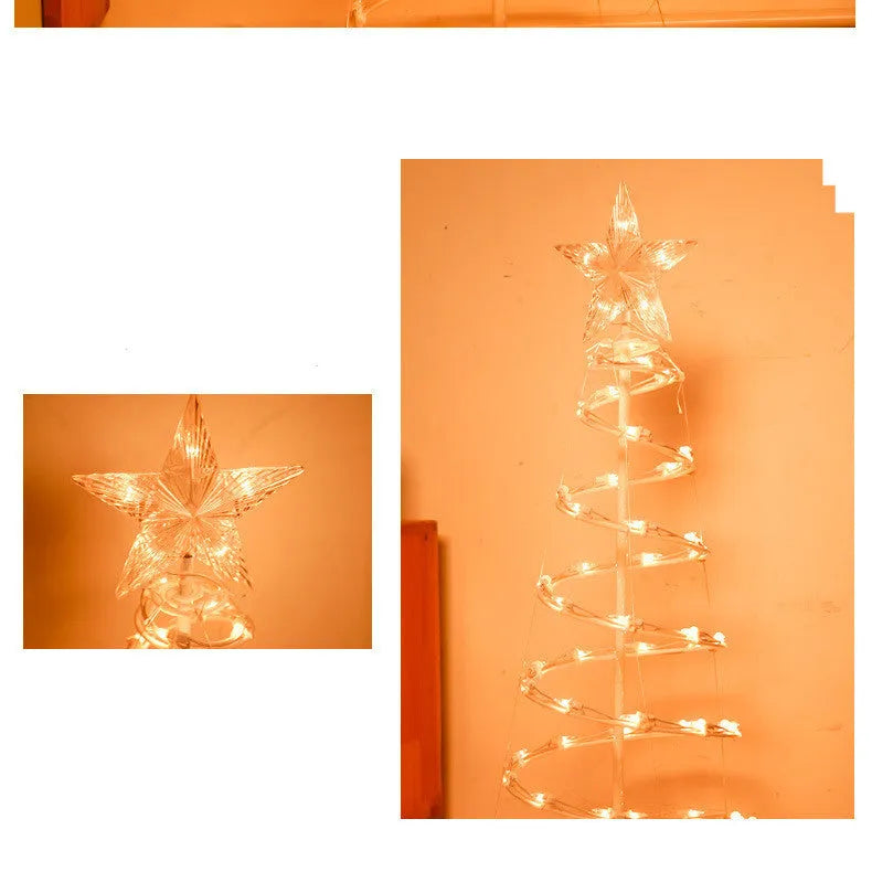 6FT tall LED spiral Christmas tree light with remote control showing colour lighting display