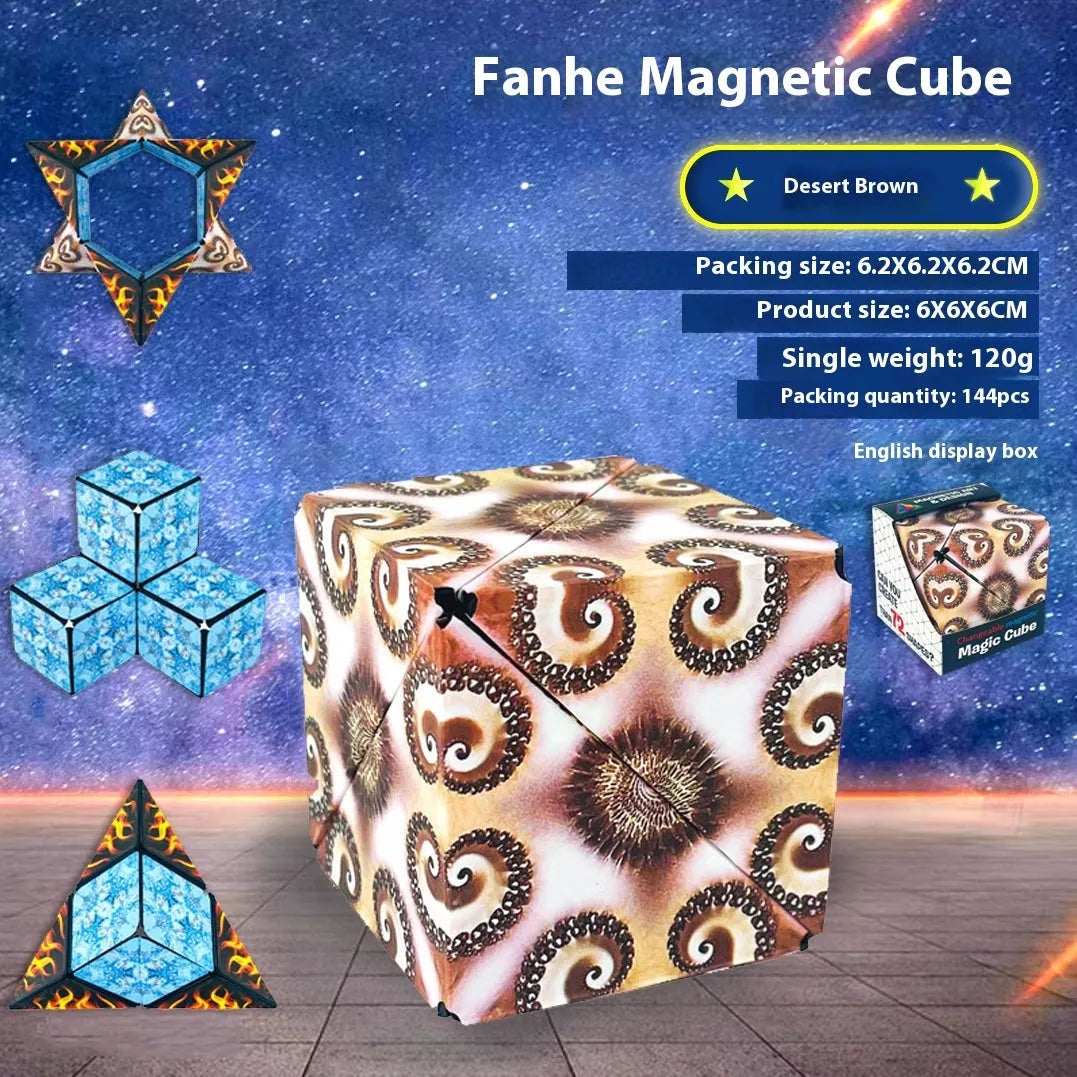 Plastic 3D variety cube puzzle toy, 6x6x6cm, shown with colour box and multiple colour options