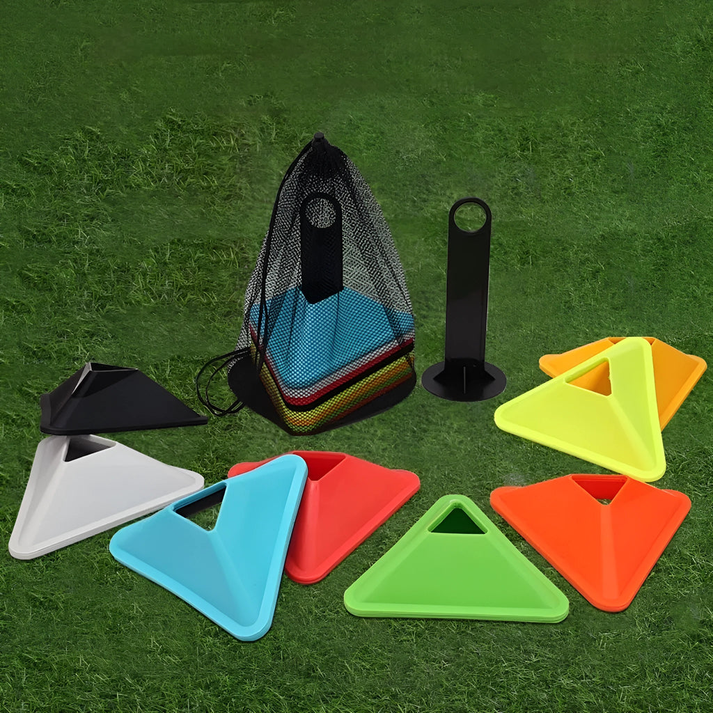 Triangle PE sign plate in red yellow blue and other colours for football training drills