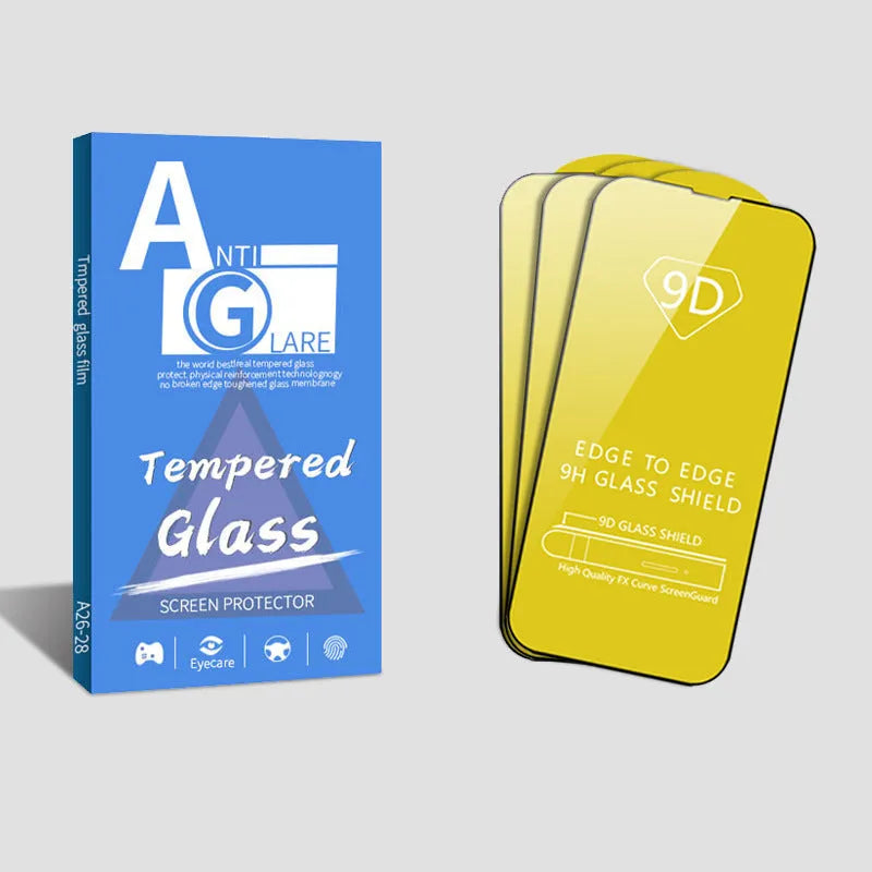 Tempered glass screen protector for iPhone, three-pack with film tool, high-definition anti-scratch front film