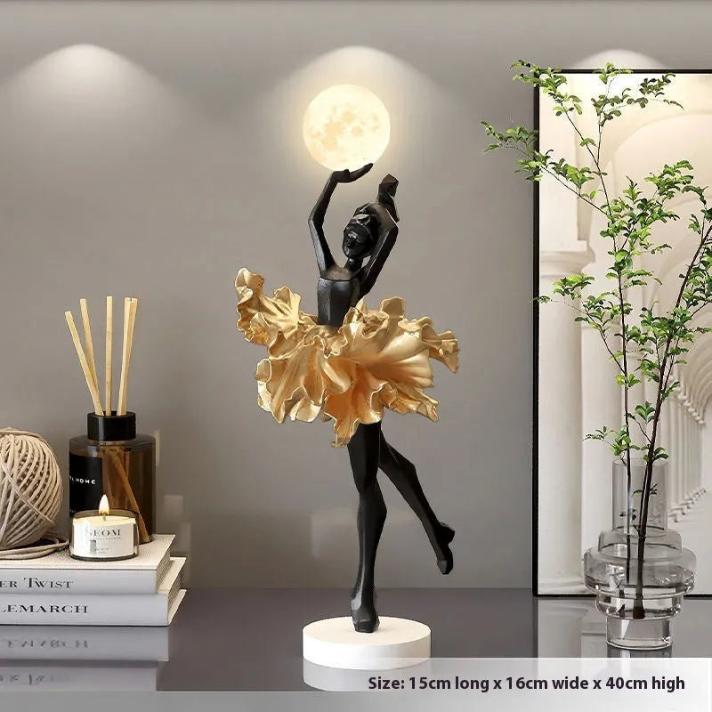 Art Girl style resin night lamp with USB charging cable in one of four colour options