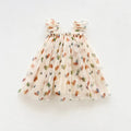 Girls summer dress with heart print mesh outer and cotton lining, pink or apricot, sizes 80cm to 130cm