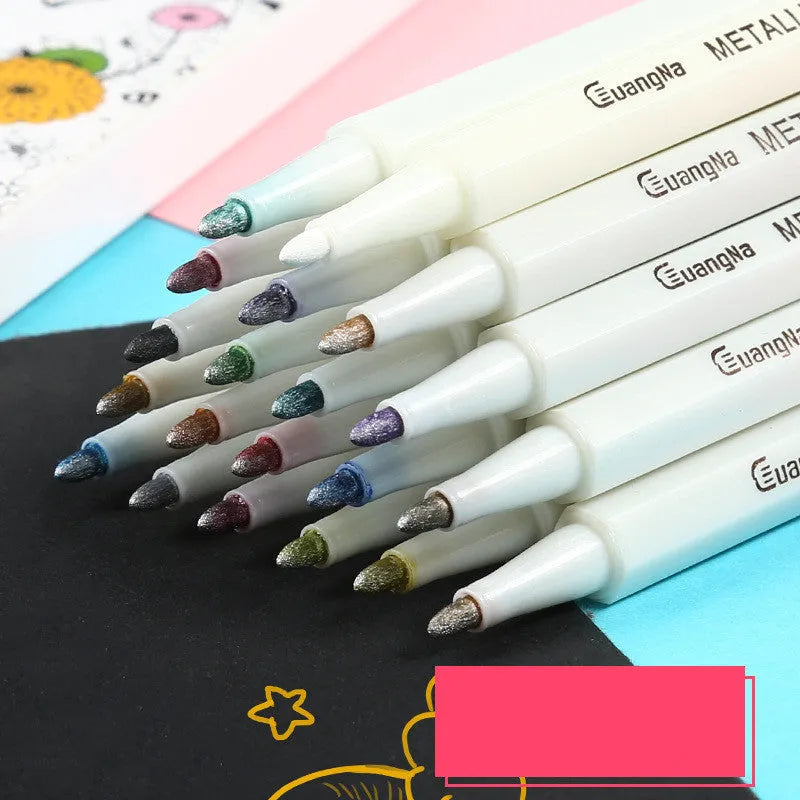 Colour black card album colour metal pen set with plastic shell and multiple colour configurations for office stationery