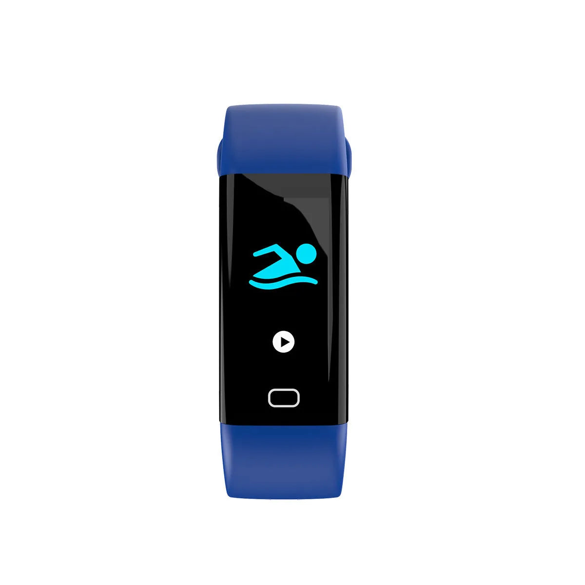 Smart fitness band with large colour screen and black strap on wrist