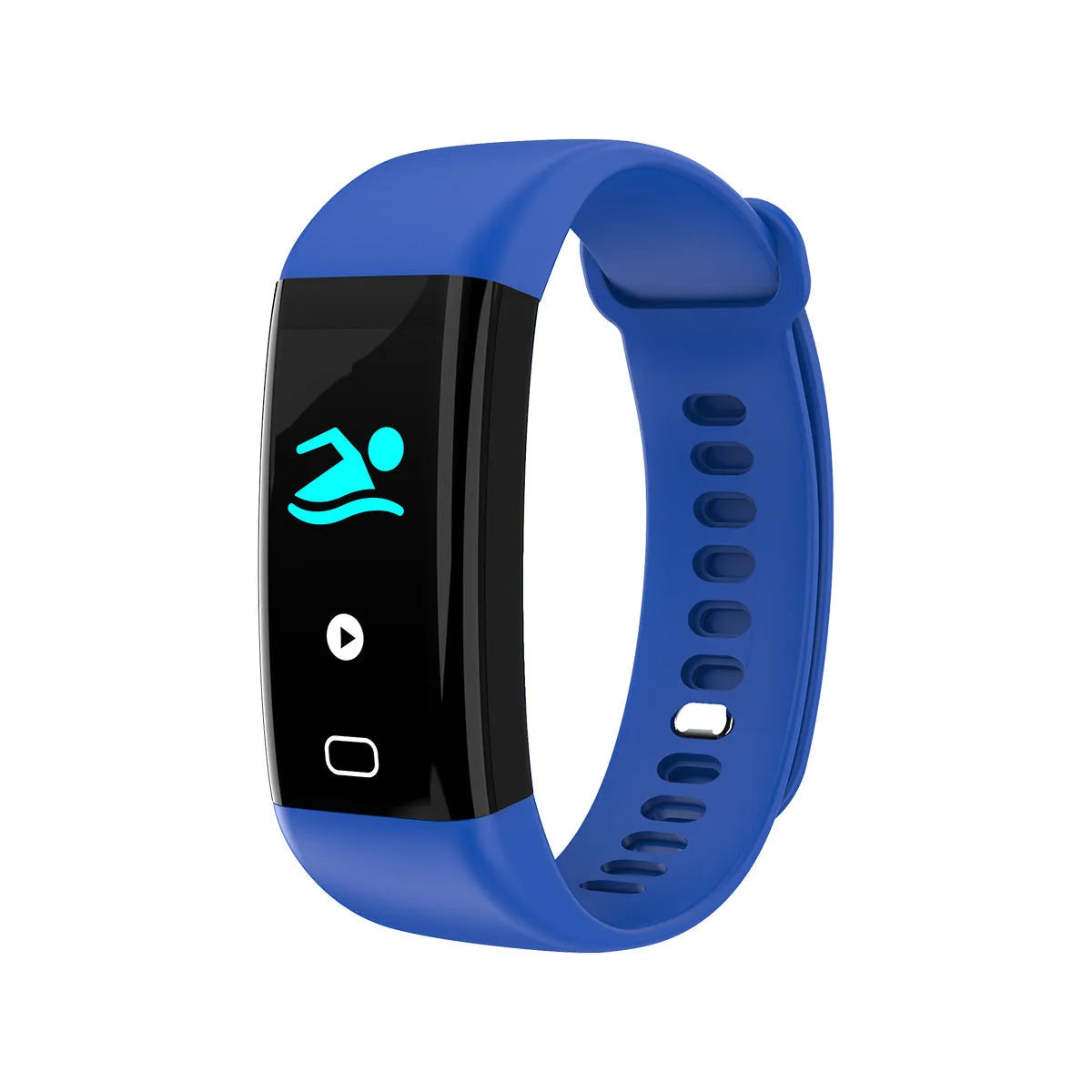 Smart fitness band with large colour screen and black strap on wrist