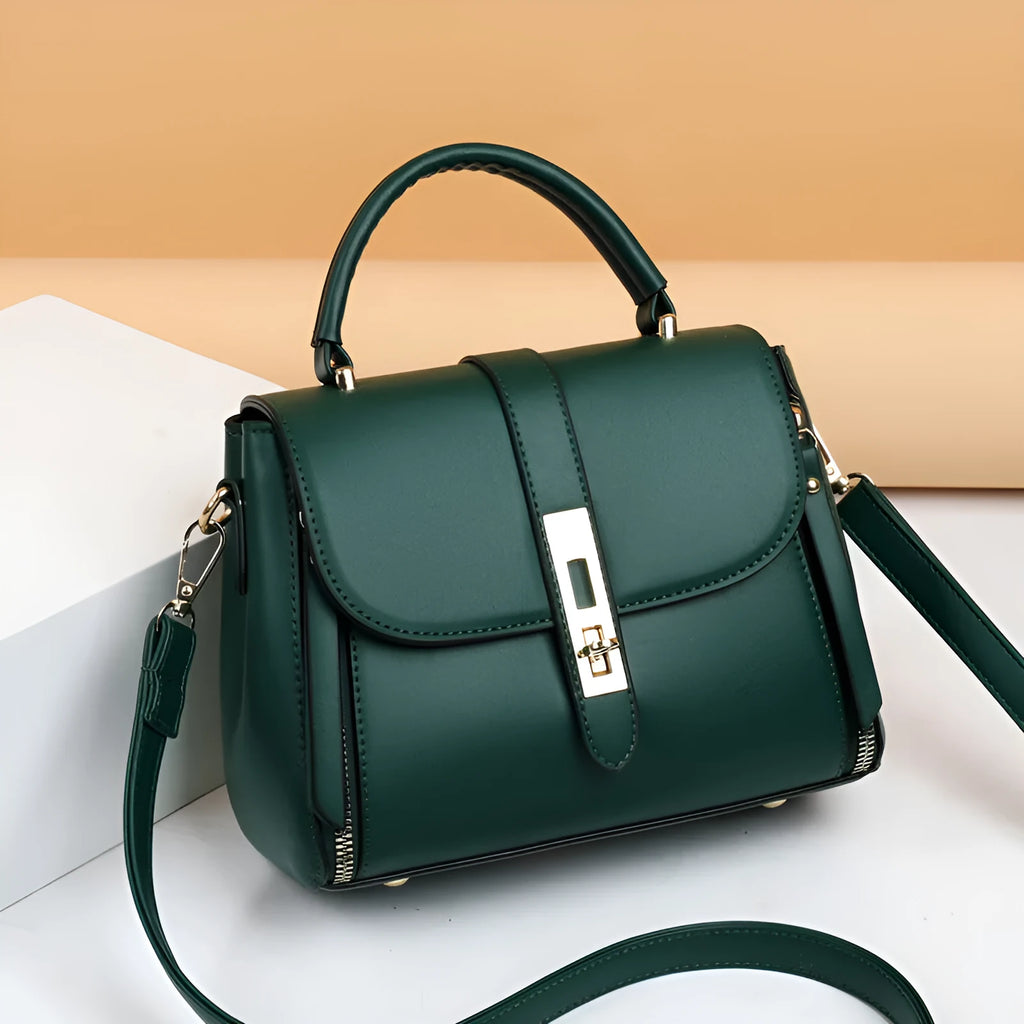Soft PU leather women's messenger shoulder bag in a vertical square shape.