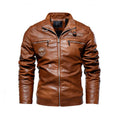 Men's PU leather jacket with cotton lining, black colour, size L to 3XL, front view