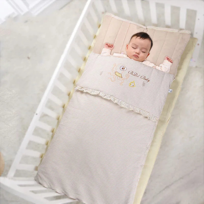 Envelope baby sleeping bag in colour cotton with pure cotton lining, 115 cm length, for infant and toddler sleep