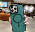 Frosted magnetic hard phone case for Apple iPhone 16 in various colours on a table.
