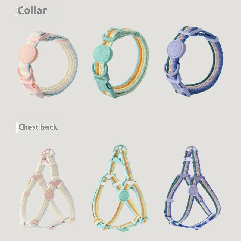 Retro record hand holding rope and collar vest set for small medium dogs