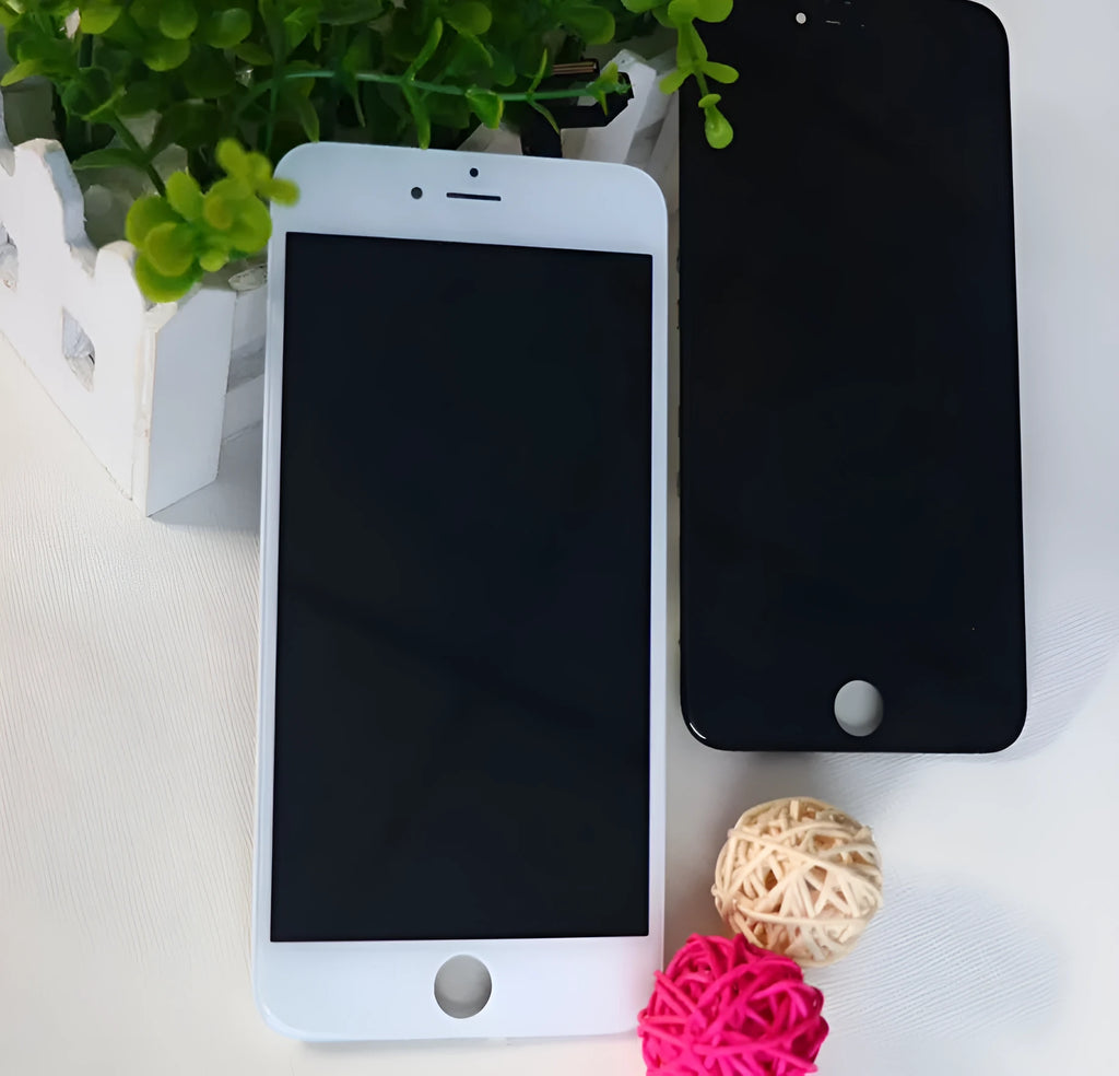 iPhone LCD touch screen replacement display showing capacitive touch layer and connection points